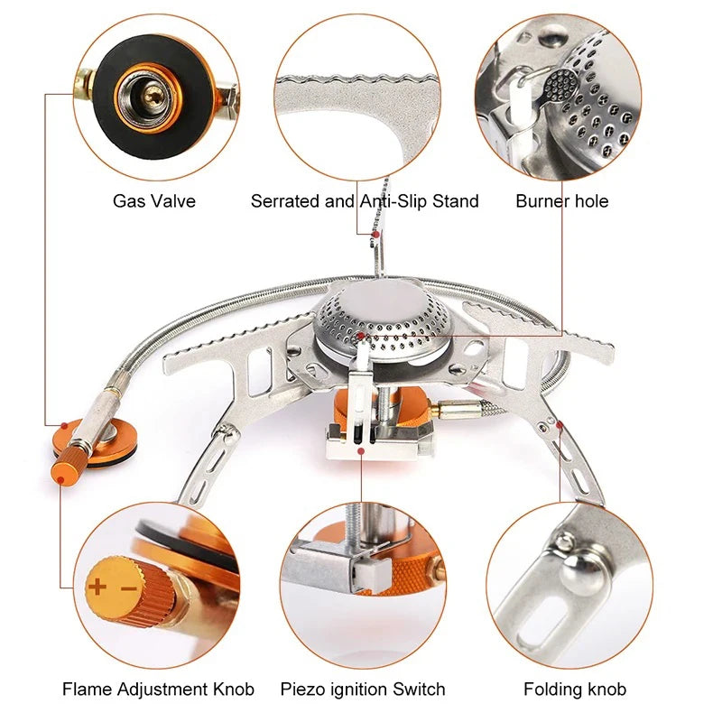 Folding Camping Gas Stove - 3500 W Cooker for Backpacking