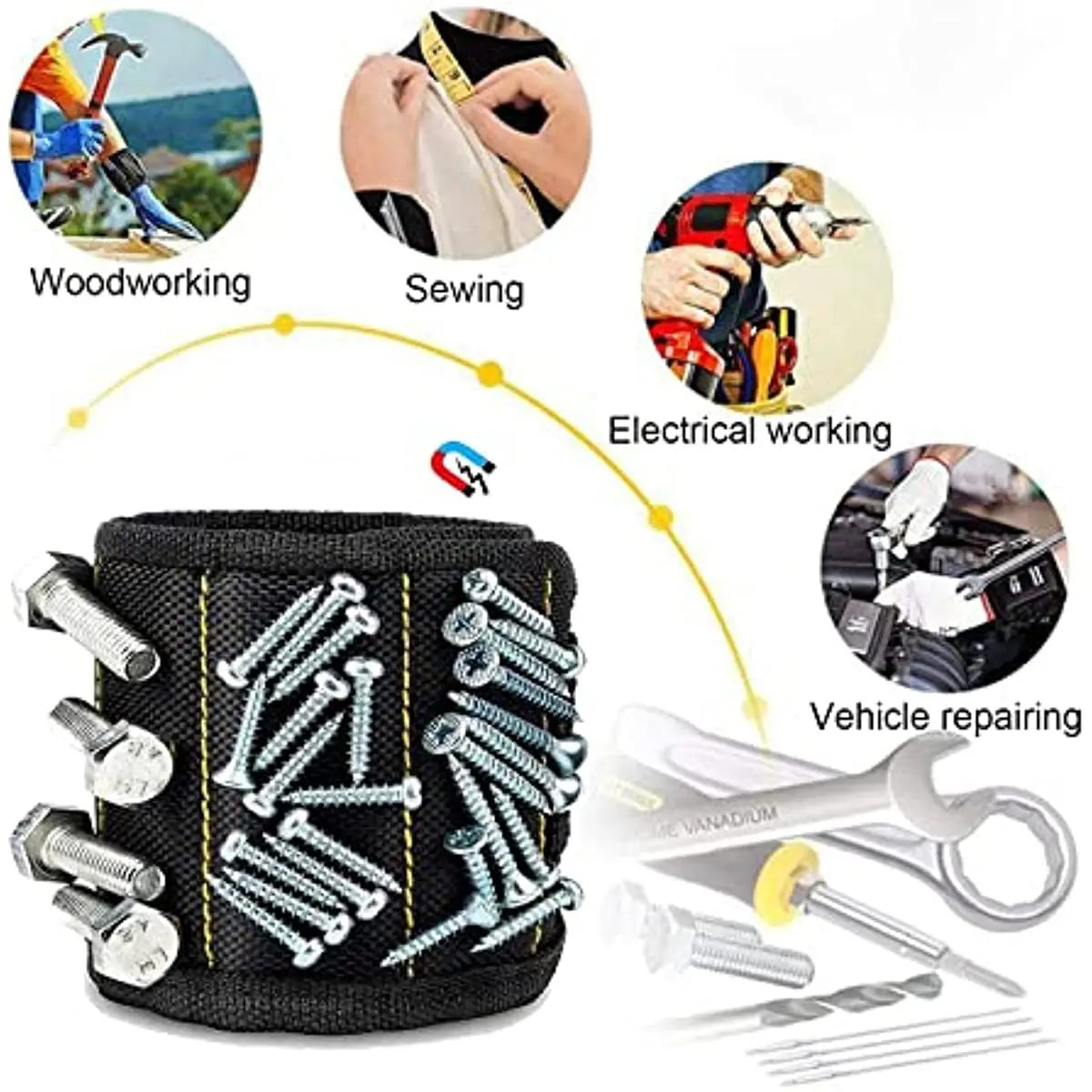 Magnetic Wristband Tool Holder - Screw and Bit Organizer