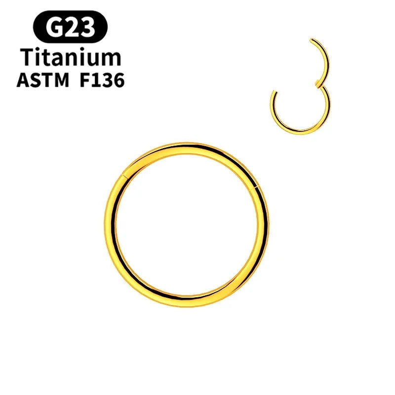 Titanium Hinged Nose Hoop - Body Jewelry Ring - S2-1 Piece-Golden