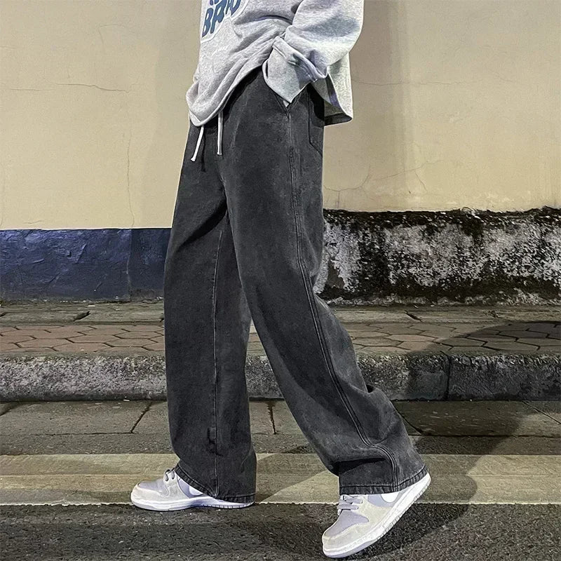 Men's Wide Leg Jeans - Loose Streetwear Denim Pants