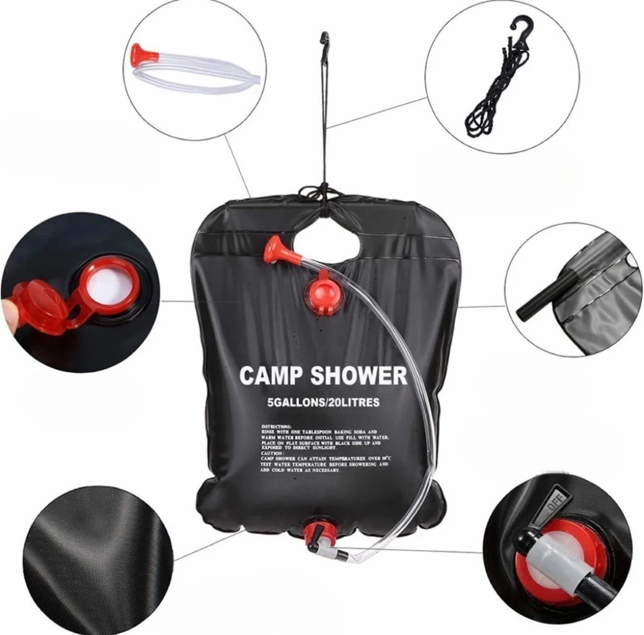 Solar Shower Bag - 20 L Foldable Camping Water Bag