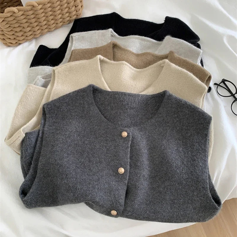Women's Button Sweater Vest - Sleeveless Knit Cardigan Top