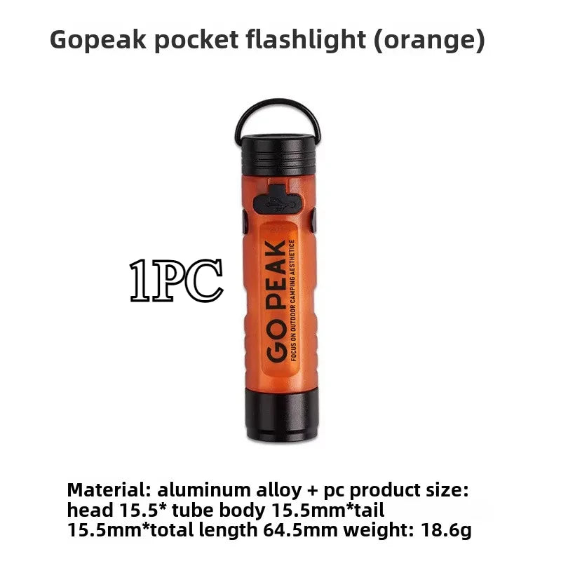 Mini LED Pocket Flashlight - Key Clip Light for Bags - 1 Piece Orange