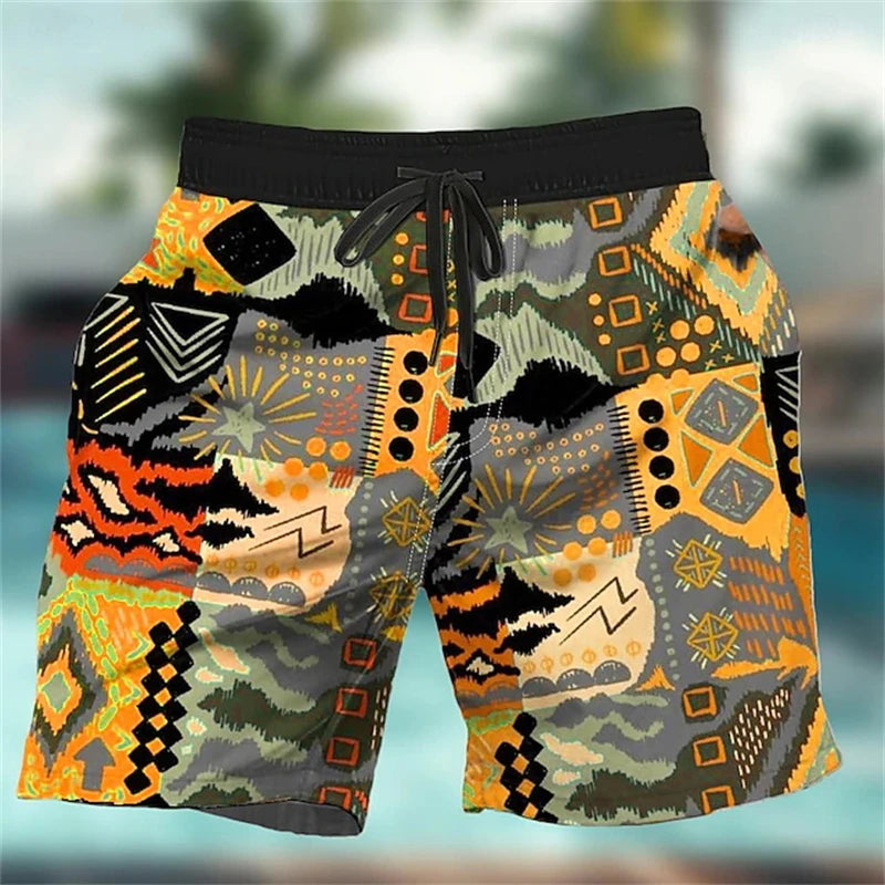 Graffiti Print Board Shorts - Lightweight Beach Swim Trunks - Style Fya26772