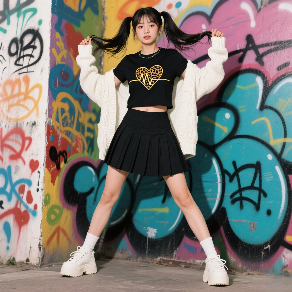 Leopard Graphic T-Shirt - Short Sleeve Casual Top