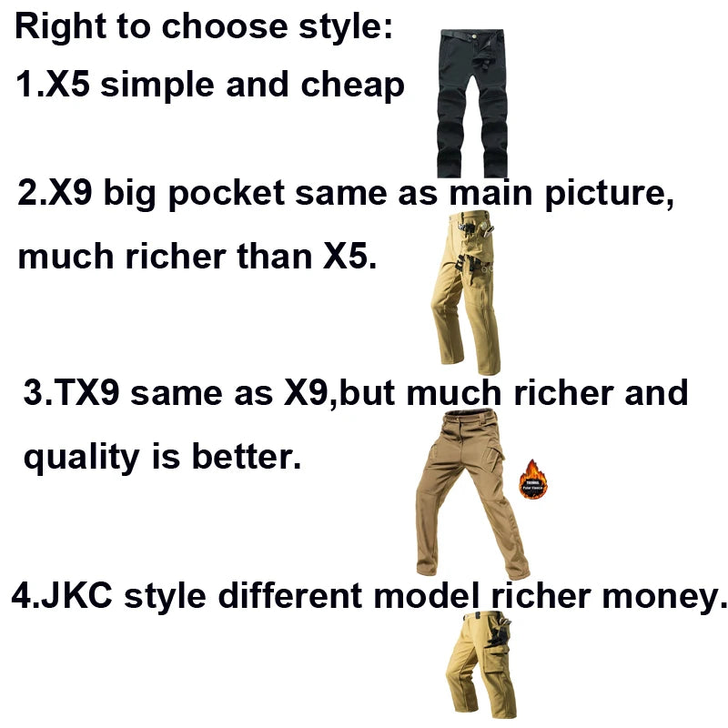 Men's Fleece Cargo Hiking Pants - Outdoor Softshell Trousers