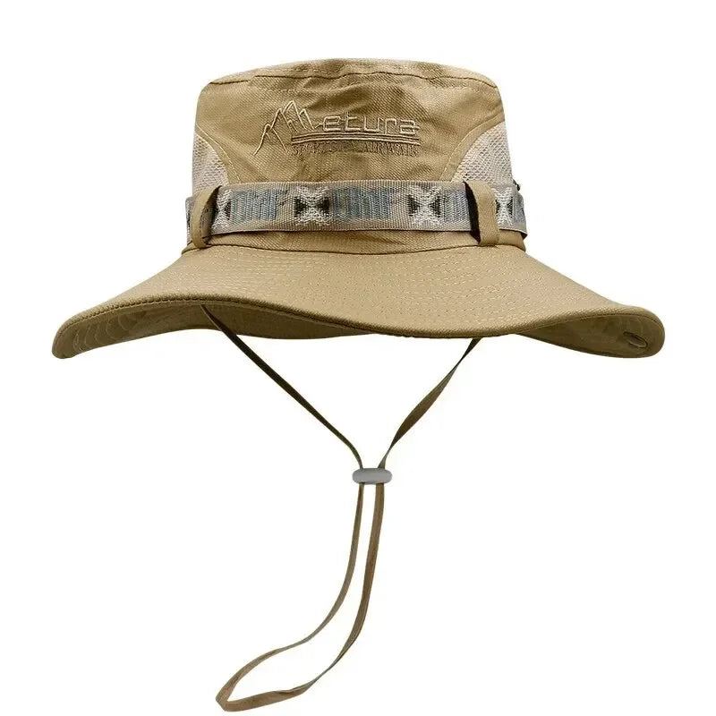 Men's Bucket Hat - Mesh Fisherman Cap for Outdoor Wear - Khaki