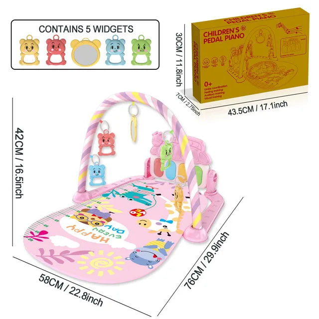 Baby Piano Play Gym - Music Activity Mat With Toy Bar - Set 8