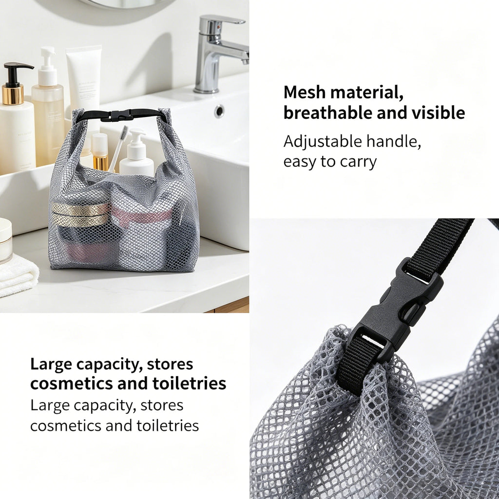 Mesh Travel Toiletry Bag – Waterproof Organizer for Gym Trips