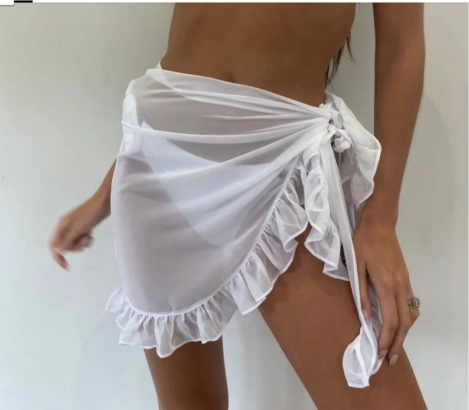 Women's Ruffle Bikini Cover-Up - Short Beach Sarong Skirt - Yz0888W