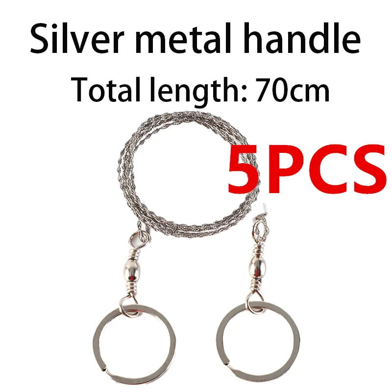 Portable Wire Saw - Stainless Steel Camping Hand Saw - Silver 5 Pieces