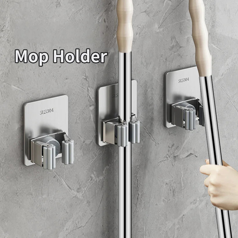 Stainless Steel Wall Mounted Mop - For Kitchen Storage and Prep