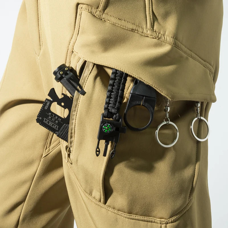 Men's Fleece Cargo Hiking Pants - Outdoor Softshell Trousers