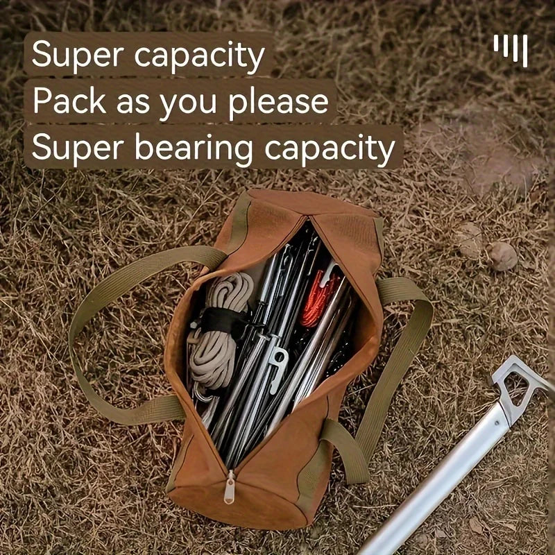Tent Stake Storage Bag - Canvas Camping Peg Holder