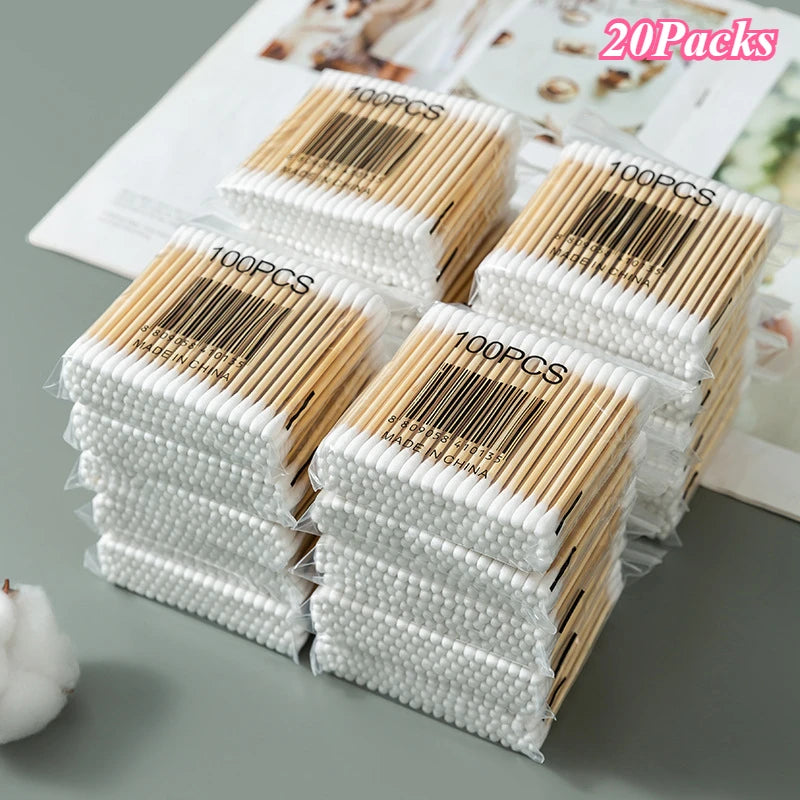 Wooden Cotton Swabs - Multi-Pack Ear and Cleaning Buds