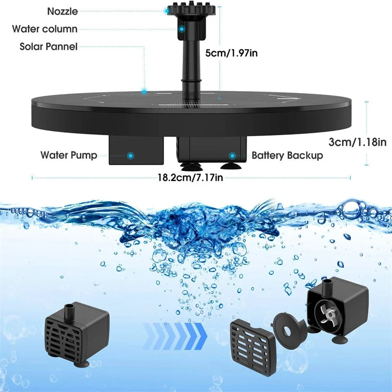 Solar Water Fountain Pump - Floating Decor for Garden Ponds