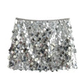Silver Sequin Mini Skirt - High Waist Glitter Short Skirt