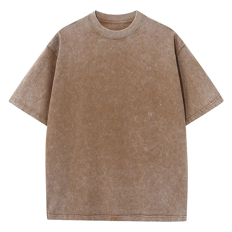 Oversized Cotton T-Shirt - Heavyweight Short Sleeve Tee - Brown 1