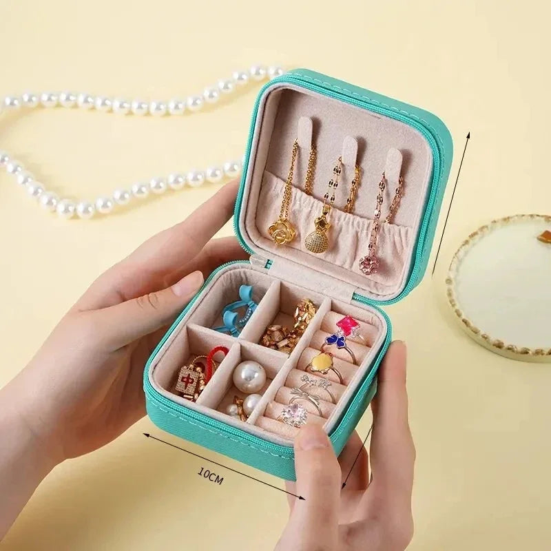 Mini Jewelry Organizer Box - Travel Case for Rings and Earrings