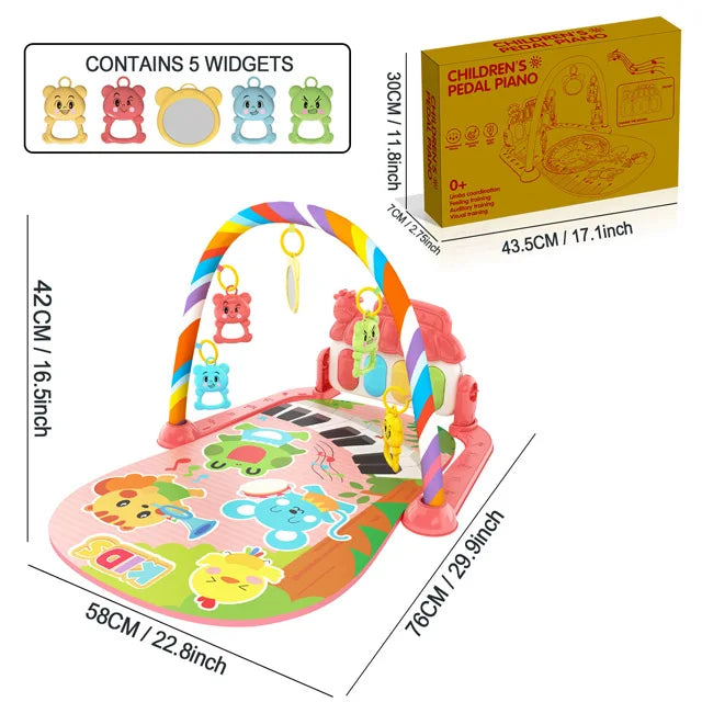 Baby Piano Play Gym - Music Activity Mat With Toy Bar - Set 9