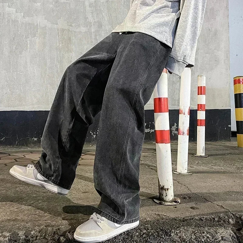 Men's Wide Leg Jeans - Loose Streetwear Denim Pants