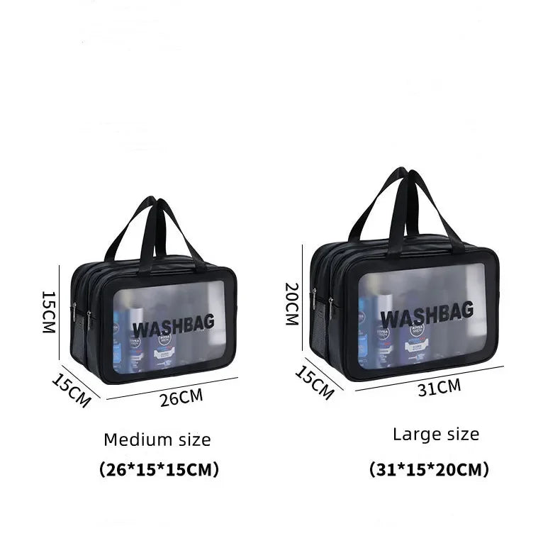 Transparent Travel Makeup Bag – Dry-Wet Storage for Toiletries