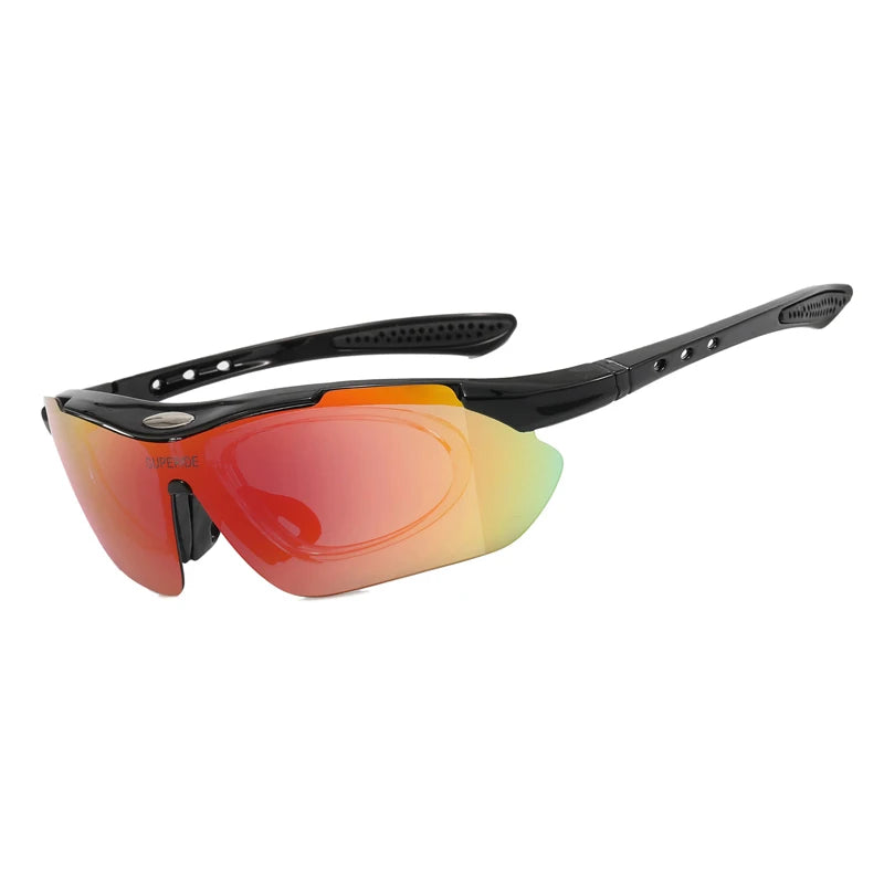 Sport Sunglasses - Polarized Outdoor Glasses for Active Wear - Model 2 Black Red