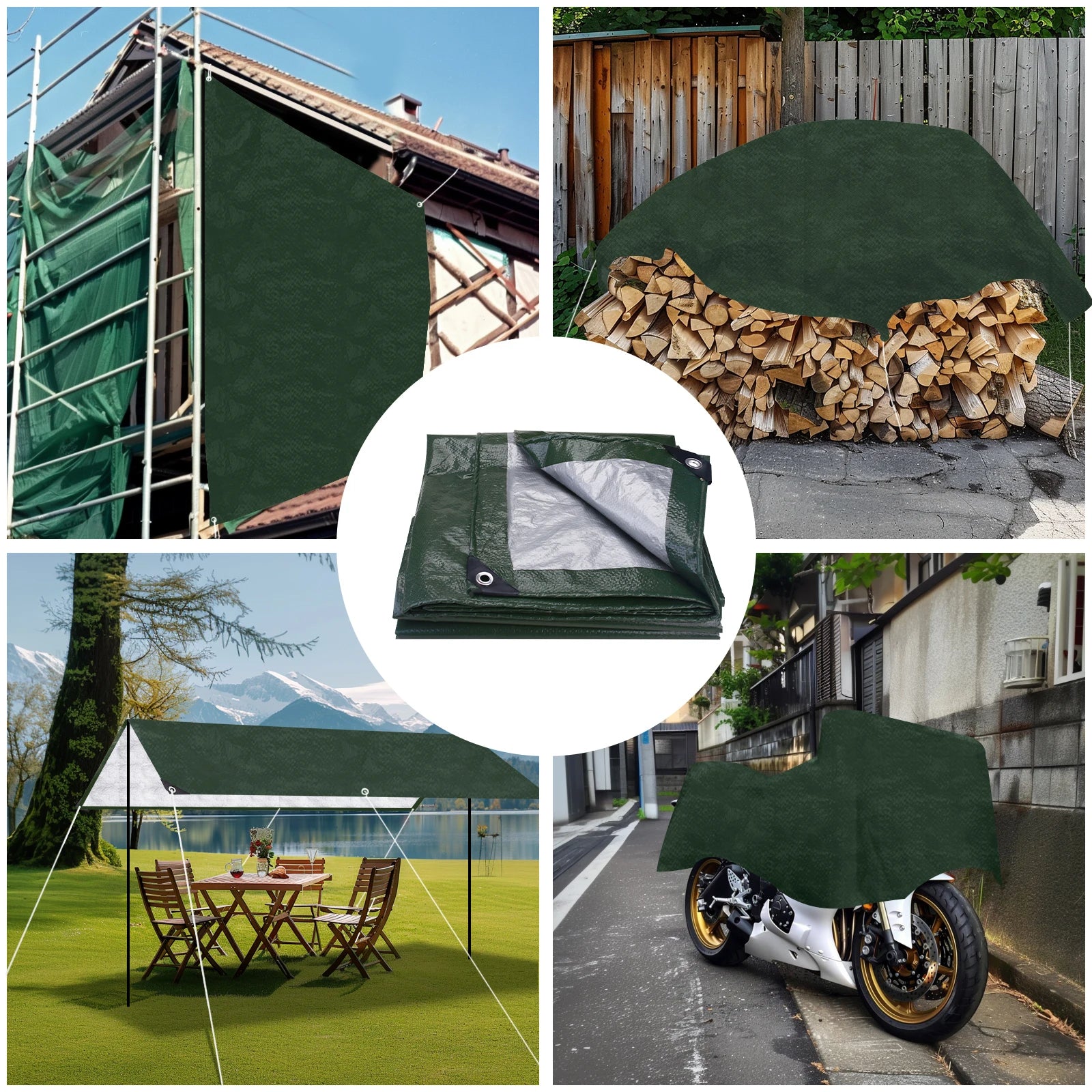 Outdoor Tarp Rain Cover - Reinforced Camping Shelter Sheet
