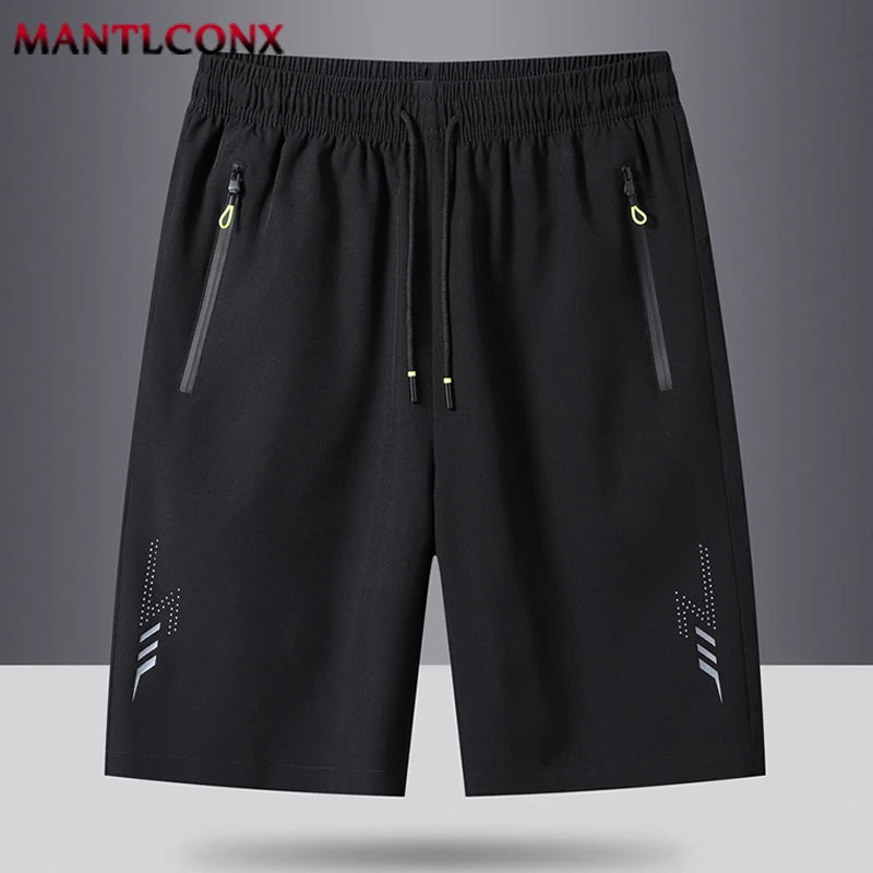 Men's Running Shorts - Elastic Waist Gym Training Bottoms - Black