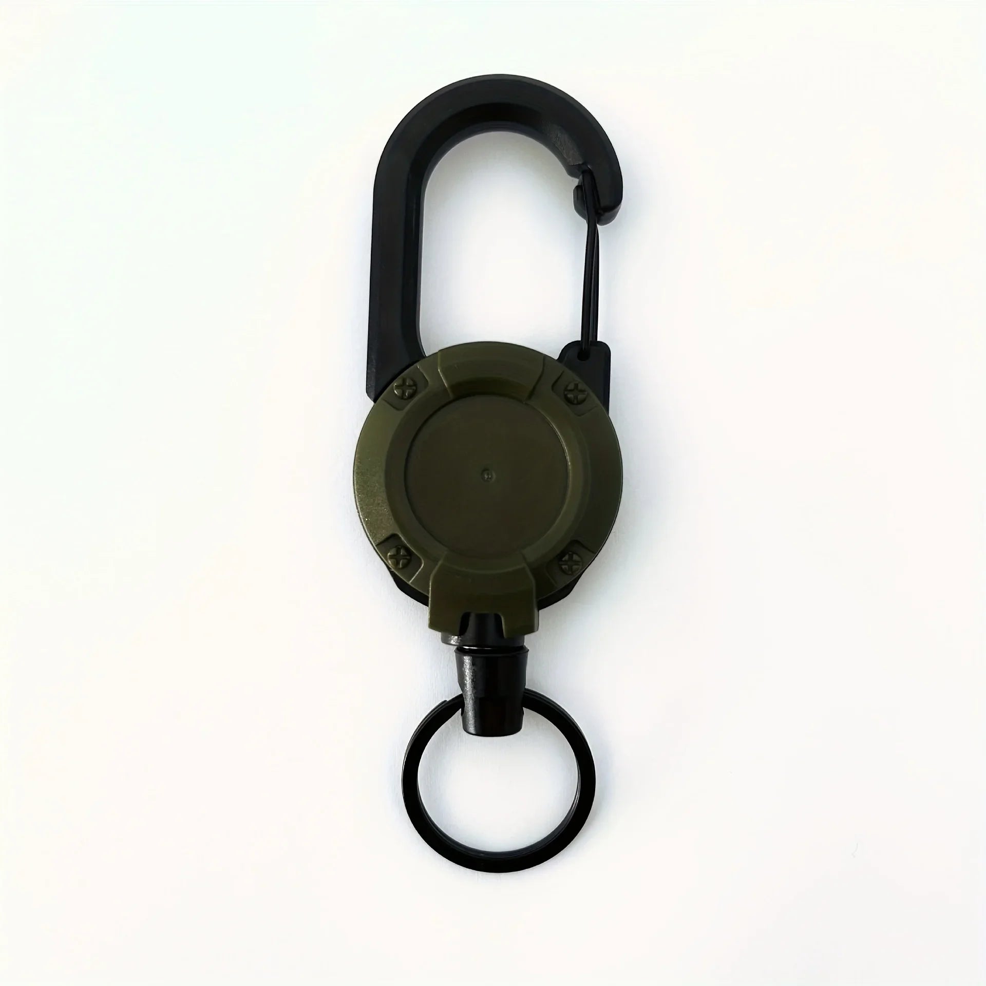 Retractable Badge Reel Keychain - Carabiner Clip for Travel - 1 Piece Black