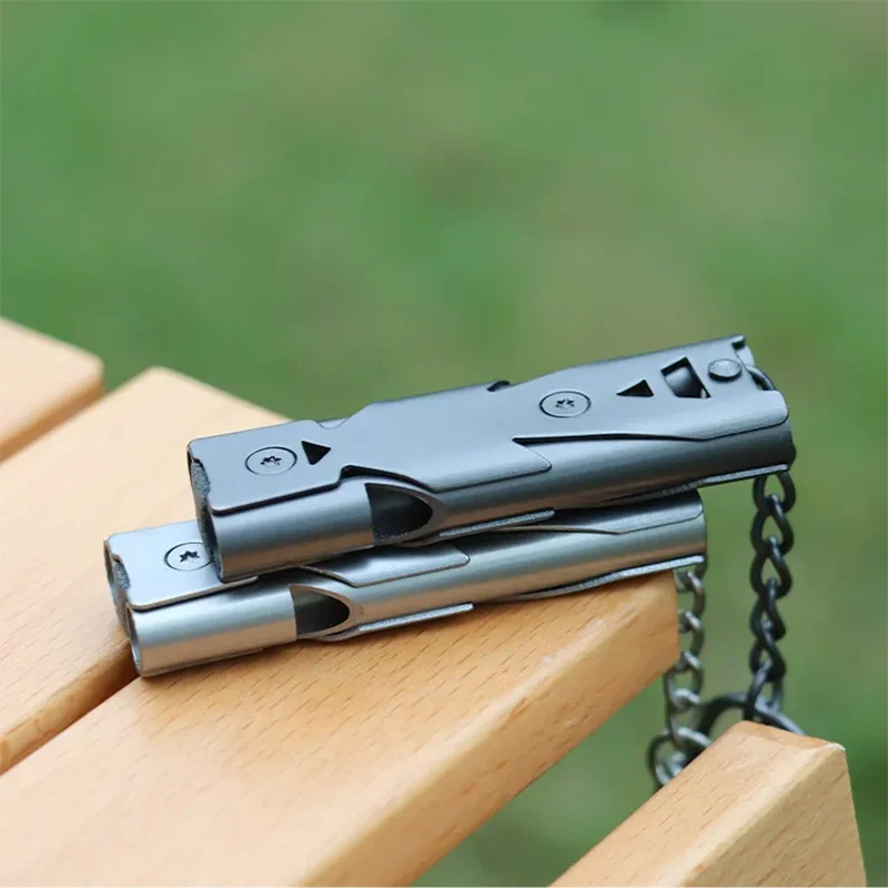 Double-Tube Whistle - Steel Signal Tool for Outdoor Kits