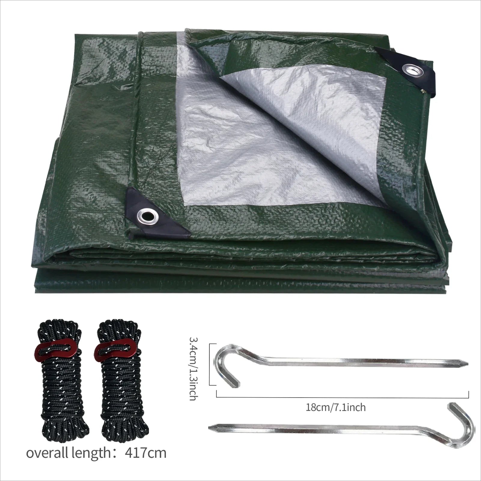 Outdoor Tarp Rain Cover - Reinforced Camping Shelter Sheet