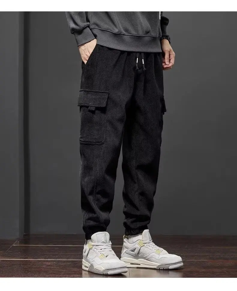 Men's Drawstring Cargo Joggers - Elastic Waist Casual Pants