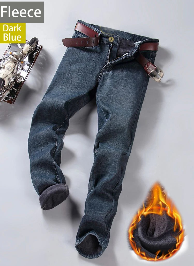 Men's Straight Stretch Jeans - Classic Casual Denim Pants - Dbluejr