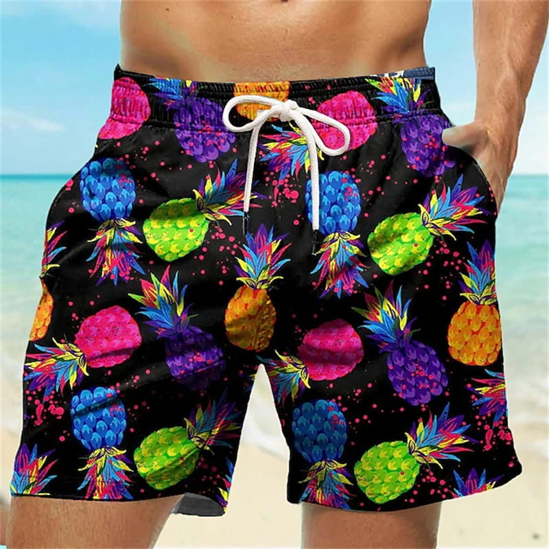 Graffiti Print Board Shorts - Lightweight Beach Swim Trunks - Style Fya26775