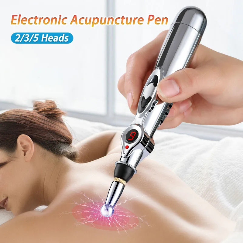 Electric Acupressure Pen – Meridian Massage Tool with Multi-Head Tips