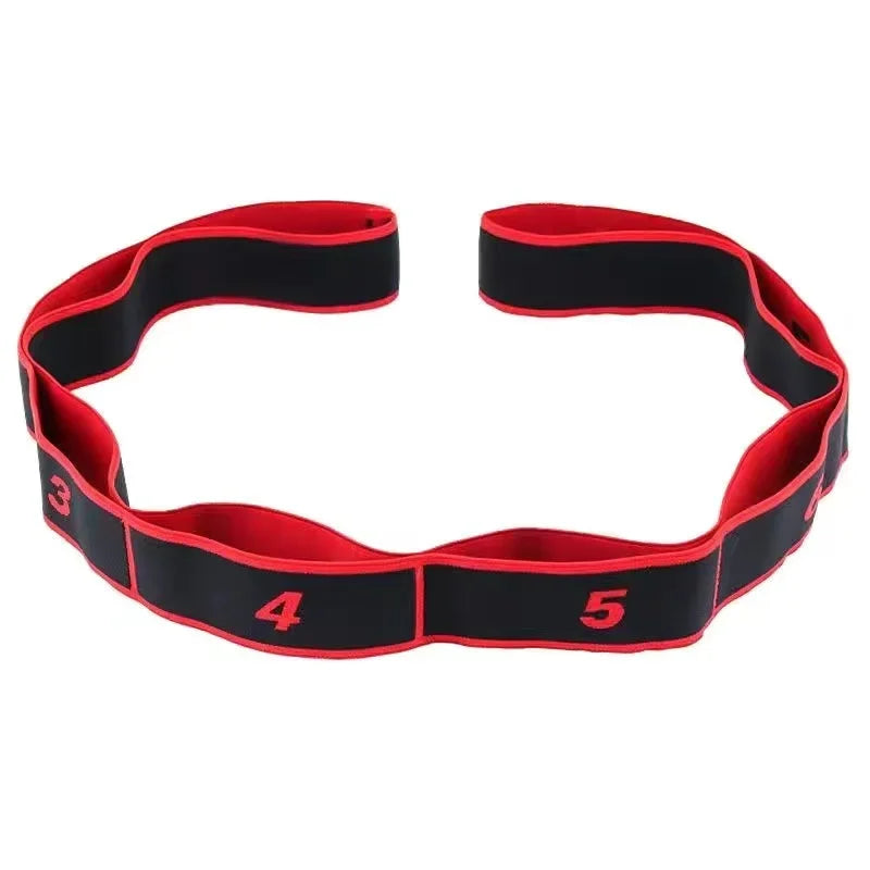 Yoga Stretching Strap - Sectioned Resistance Band for Pilates - Red