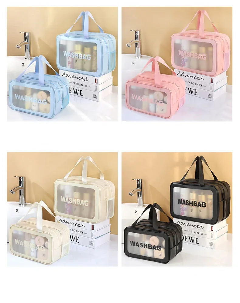 Transparent Travel Makeup Bag – Dry-Wet Storage for Toiletries