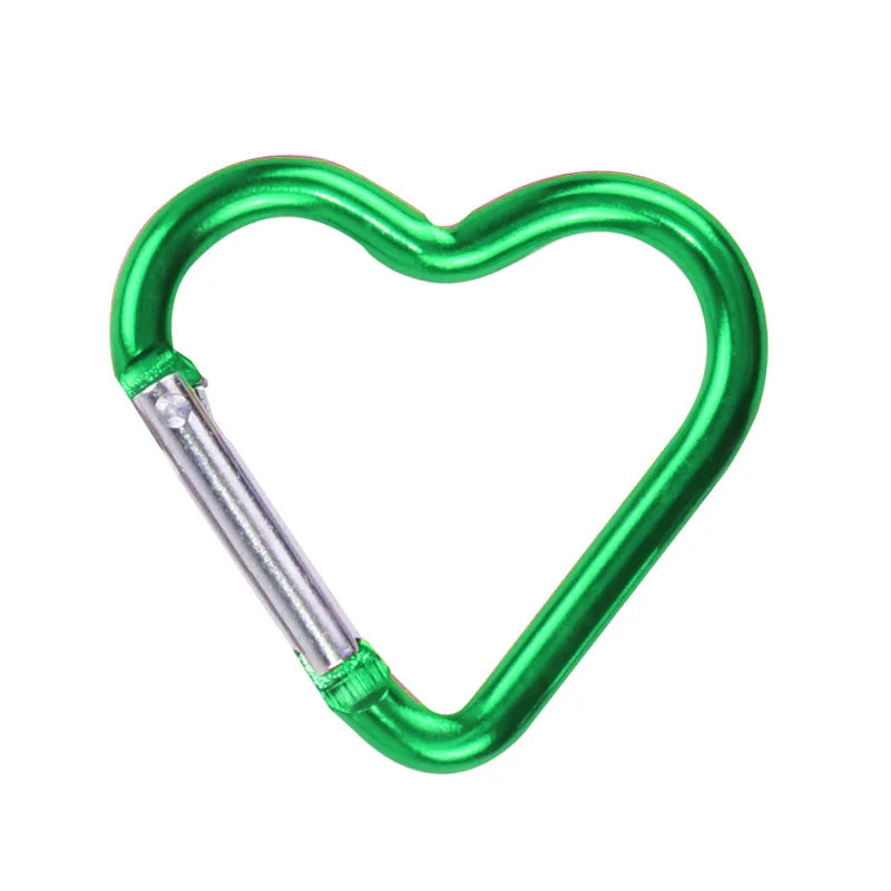 Heart-Shaped Carabiner Clip - Keychain Hook for Bags - Green