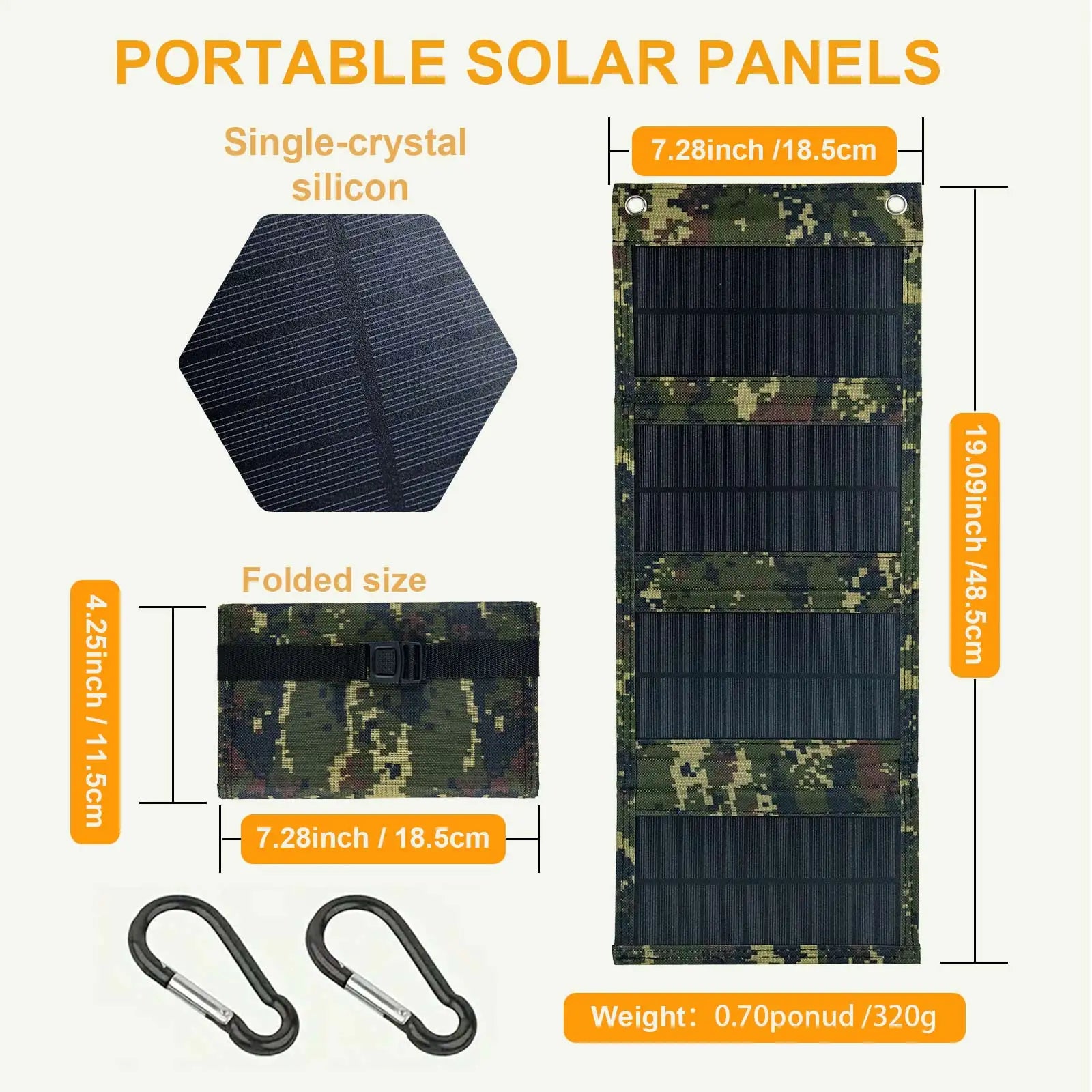 Foldable Solar Panel Charger - 20 W USB Power for Travel