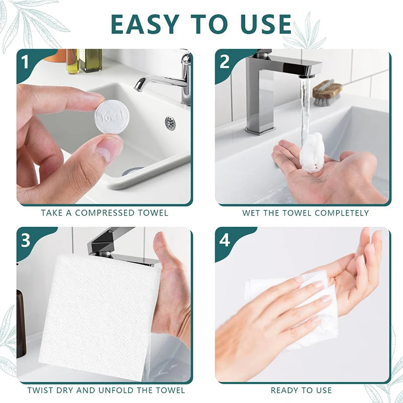 Compressed Travel Towels - 50-Piece Washcloth Set for Trips