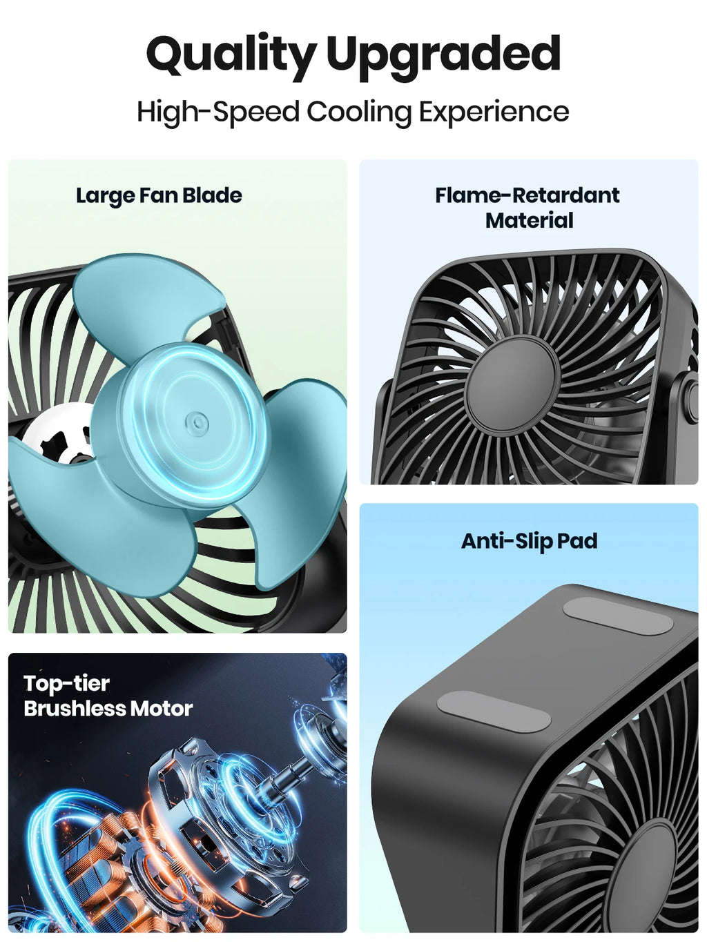 Topk 4inch USB Mini Fan - For Travel and Daily Carry
