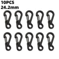 Mini Spring Keychain Clips - Alloy Hanging Buckles for EDC Gear - 10 Pieces Black