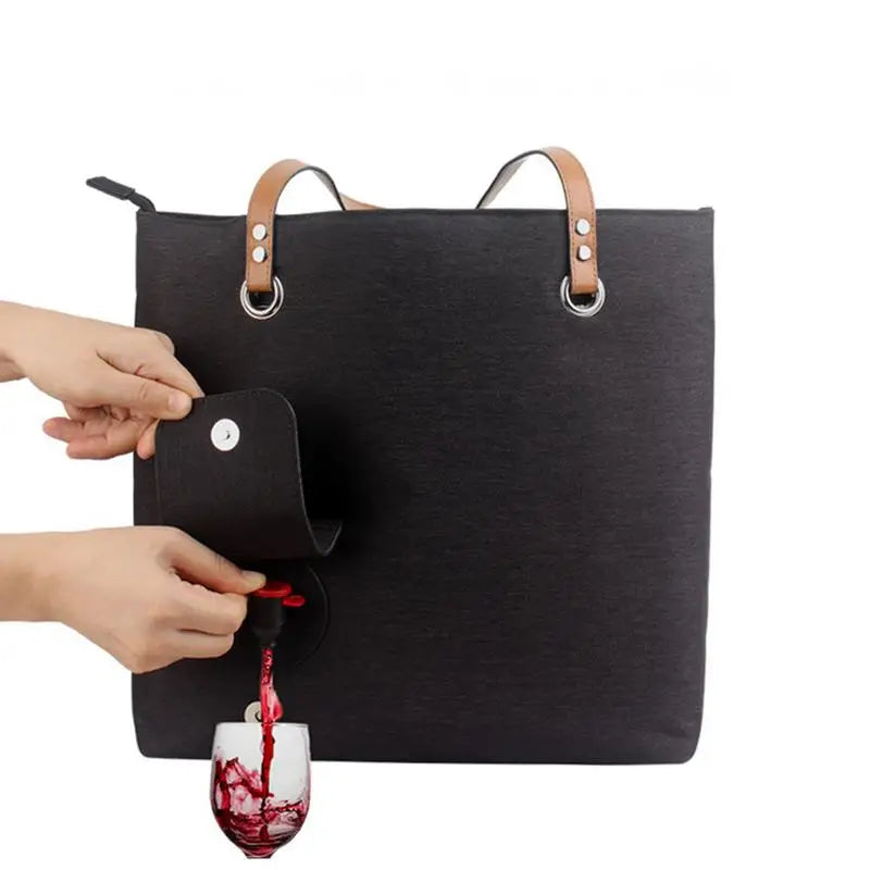 Insulated Beach Tote Bag with Hidden Drink Dispenser - Leakproof Cooler Purse