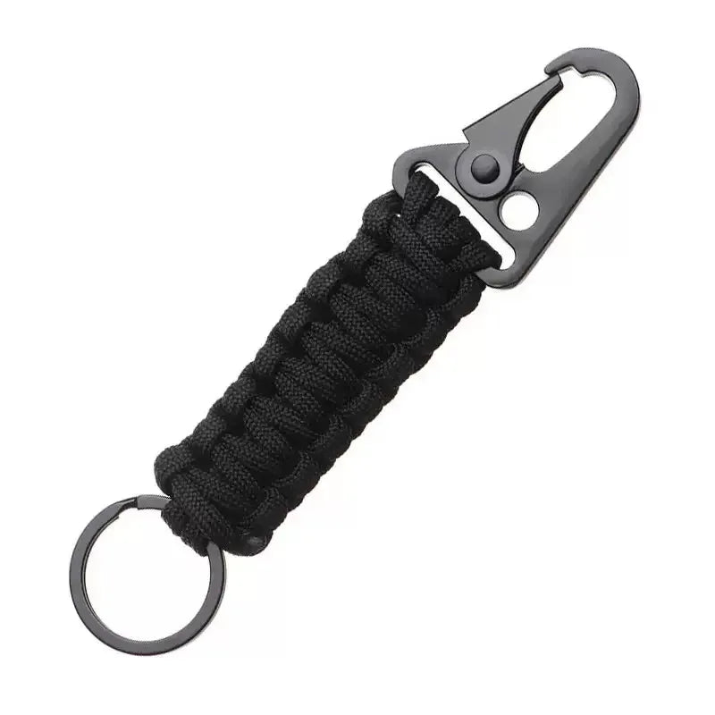 Paracord Keychain Clip - Braided Lanyard for Outdoor Gear - Black