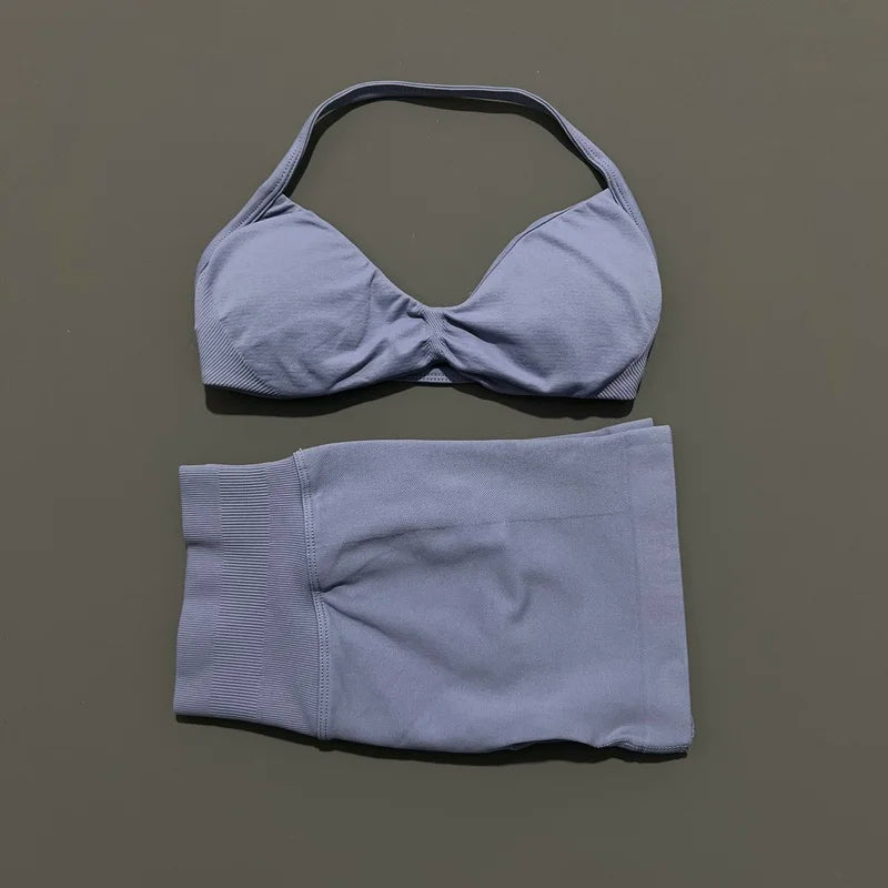 Women's Two-Piece Workout Set - Sports Bra and Shorts - Graphite Gray