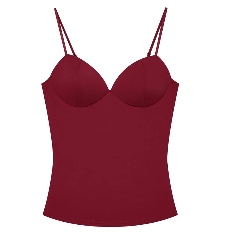 Women's Corset Crop Top - Sleeveless Camisole Bustier - Claret