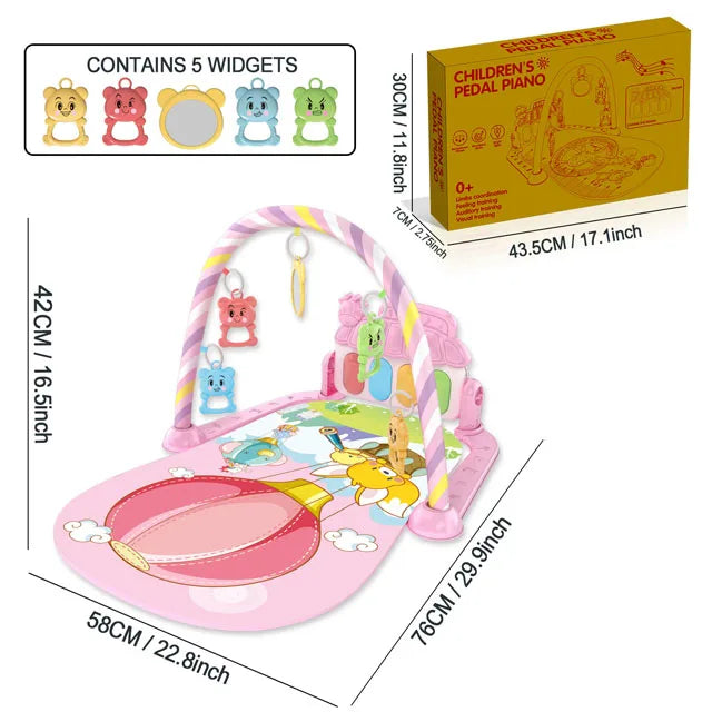 Baby Piano Play Gym - Music Activity Mat With Toy Bar - Set 3