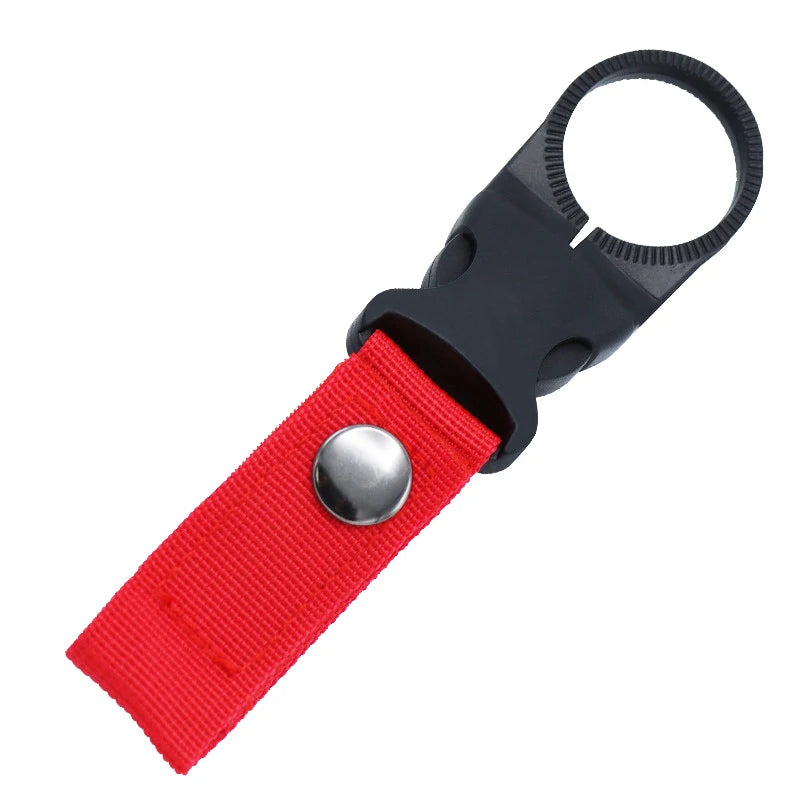 Nylon Water Bottle Holder Clip - Backpack Strap Hook - Red