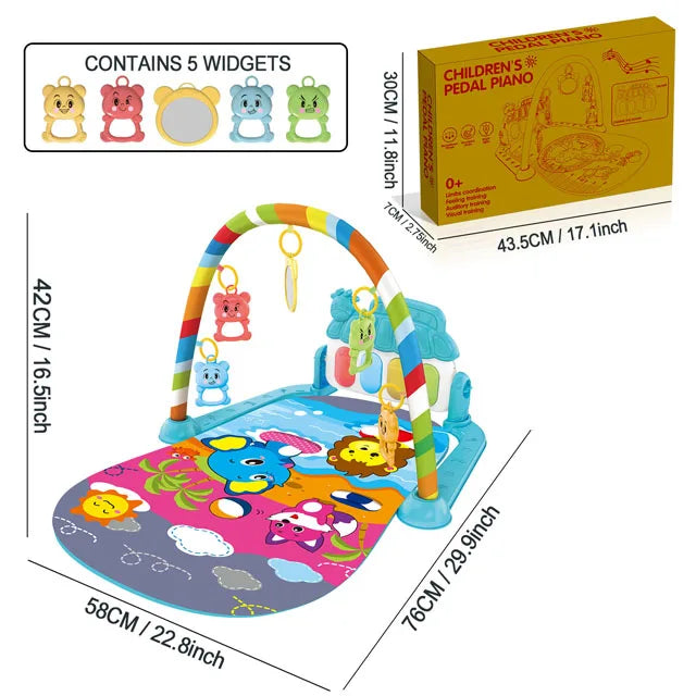 Baby Piano Play Gym - Music Activity Mat With Toy Bar - Set 5